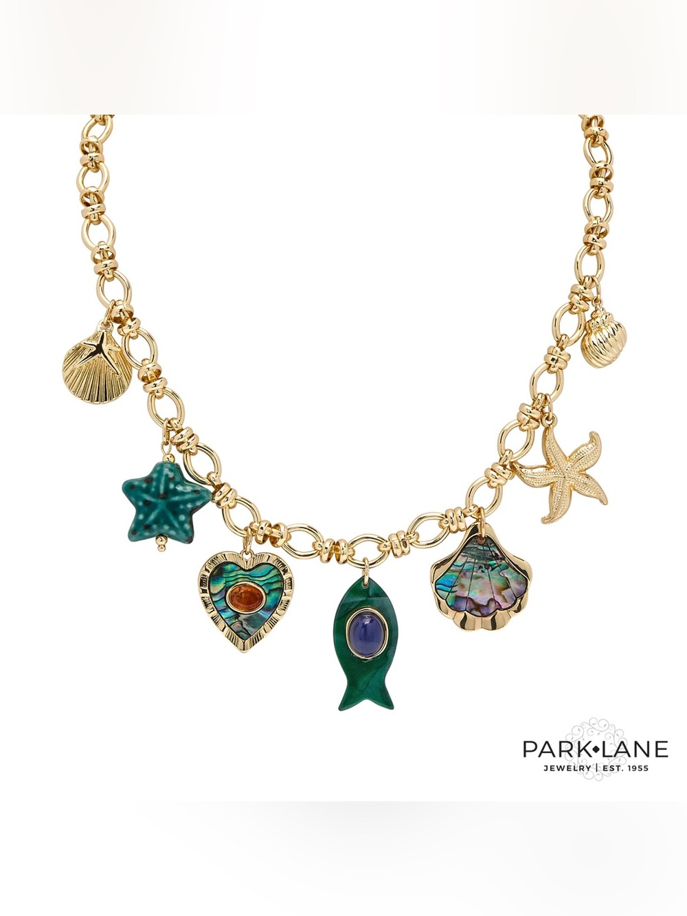 Park Lane 🐠 HAVANA 🐚 Necklace w/ Charms • Ocean Nautical Beach Sea Abalone NWT - Picture 2 of 10